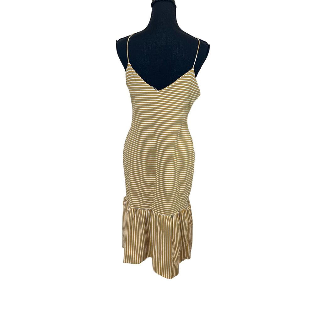 Saylor Mustard Striped Midi Slip Dress MEDIUM Bodycon Vacation Bow Pinup $200 - Picture 13 of 15